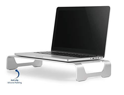 VIVO Silver Aluminum 16 inch Wide Monitor Riser, Ergonomic Desktop Stand, Modern Tabletop Organizer STAND-V000H