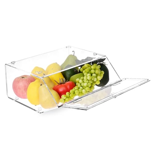 Ikee Design Acrylic Stackable Bakery Case Kitchen Pastry Container Display, Organizer Storage Holder Stand for Bagels, Bread and Muffins with A Hinged, Slanted Door, 11.75" W x 10.25" D x 5.5" H - color: Clear
