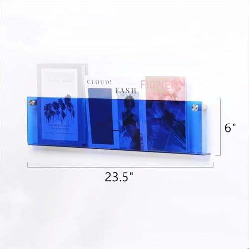 ROYALITA 2-Pack Acrylic Magazine Holder Brochure Holder, 24" Record Holder Magazine Rack, Fashion Hanging Bookshelf Literature Storage Rack for Waiting Room, Living Room, Office, Blue, 24 Inch - color: Blue, size: 24 Inch