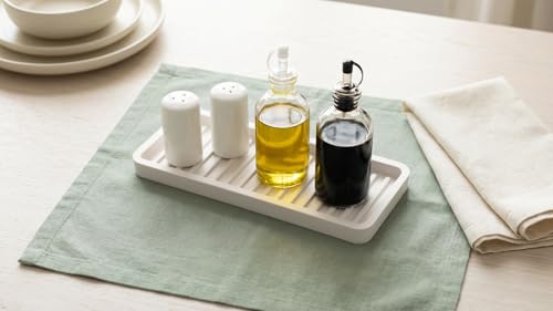 Happitasa Silicone Sink and Surface Organizer Tray, Sponge Holder, Vanity Tray, Trivet, Heat Safe, Dishwasher Safe, for Bathroom and Kitchen Organization (Vanilla Cream, 9"x3.5") - color: Vanilla Cream, size: 9" x 3.5" x 0.6"