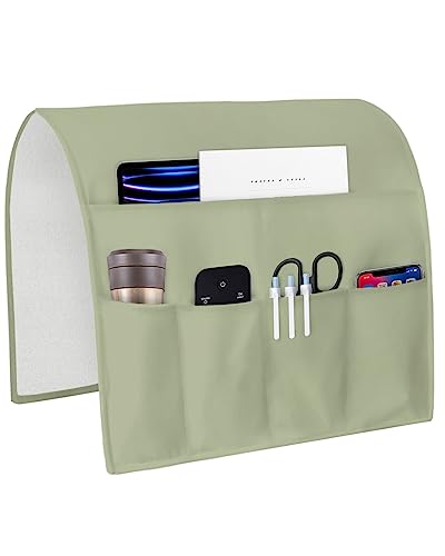 Sage Green Remote Control Holder for Bed Recliner Sofa Armrest Organizer, Farmhouse Sage Green Decor Couch Caddy Bedside Storage with 5 Pockets for Magazine/Phone/Cup 19.7"x35" - color: Sage Greensdy0872, size: 19.7 x 35 Inch