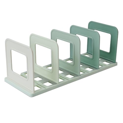 BAYTORY Gradient Desk File Holder, Vertical File Organizer with Adjustable Dividers, Desktop Book Organizer, Binder Shelf for Office Desk (4 Slots, Green) - color: Green