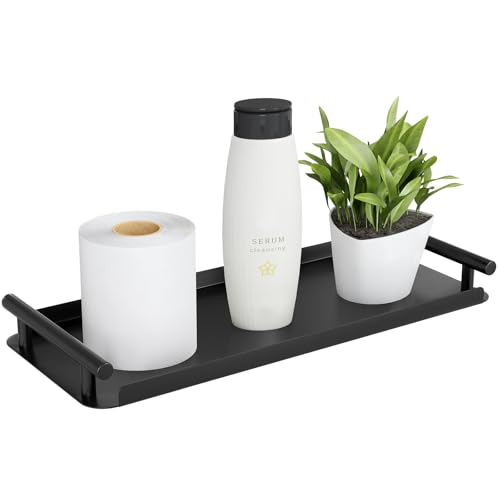 FEILERN Toilet Paper Basket, Stainless Steel Toilet Tank Tray with Handle for Organizing - Toilet Paper Basket Storage for Toilet Tank, Bathroom, Kitchen Counter (Black) - color: Black