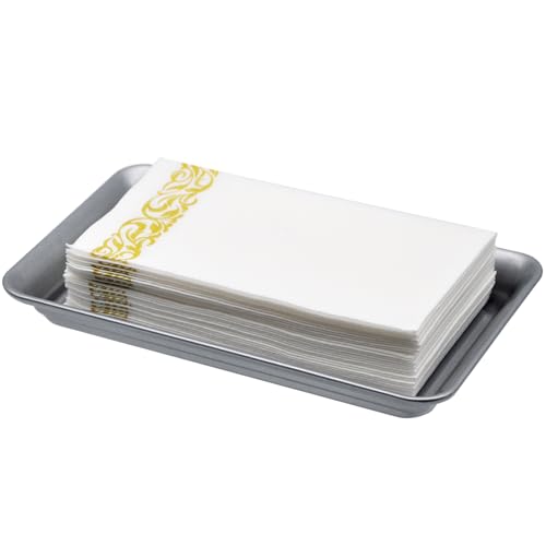 Vintage Farmhouse Decor Metal Vanity Tray (1 Pack),Countertop Guest Hand Towel Storage Organizer Tray Dispenser, Sturdy Holder for Perfume, Cosmetics, Jewelry, Makeup Bathroom Organizer (Silver) - color: Silver, size: 1 Pack (9.9" x 5.9" x 1.1")