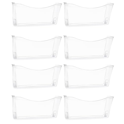 EASEPRES 8 Pack Clear Single Pocket Hanging File Organizer, Plastic Wall Mount Paper Mails Magazines Holder, Mounted Folder Bins for Office, School and Home, 13.85x3.14x6.88 inches - color: Clear, size: 8 Pack