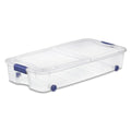 Latching Wheeled Storage Bin, 66 Quart Clear Underbed Storage Container with Latch Lid, Blue