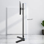 Single Tall Monitor Mount, Extra Long Computer Stand with 47 inch Pole, Floor Computer Stand, Free-Standing Monitor Desk Mount Support 13 to 27 inch Screen,22lbs