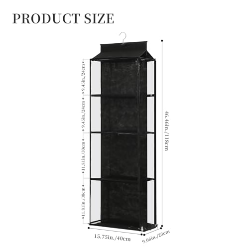 8 Grids in 1 Pack Hanging Purse Handbag Organizer with Double Zippers, Visible Purse Organizer for Closet, Fully Enclosed Purse Storage Holder-Black - color: Black, size: Not Rotatable