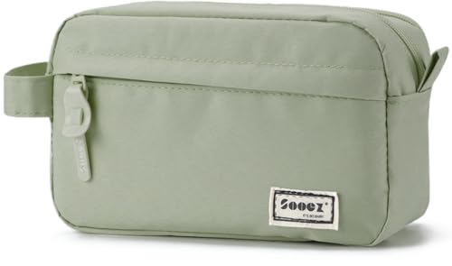 Sooez Original High Capacity Pencil Case, Big Pencil Bag Pouch Box Organizer Pen Case, Aesthetic Supply for Girls Adults, Portable Journaling Supplies with Easy Grip Handle & Loop, Olive Green - color: Olive green