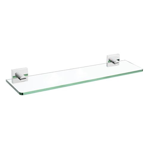KOKOSIRI Bathroom Shelves Wall Mounted 20-Inch Floating Glass Shelf Kitchen Hanging Rack for Shower Storage Decor, Polished Stainless Steel B1107CH-L20 - color: Polished Chrome, size: 20-Inch