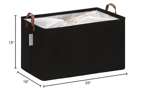 Hinwo 70L Extra Large Storage Bins, Closet Organizers and Storage, Foldable Clothes Storage Baskets with Handles, Containers for Clothing, Blanket, Comforters, Toys, Bedding (Black) - color: Black, size: 22" / 70L / 1-Pack