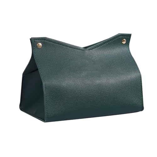 1PCS PU Leather Tissue Box Cover, Rectangle Facial Paper Organizer Dispenser, Modern Tissue Case Holder for Vanity Countertop Nightstands Living Room Office Desk Car (Dark Green) - color: Dark Green