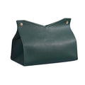 1PCS PU Leather Tissue Box Cover, Rectangle Facial Paper Organizer Dispenser, Modern Tissue Case Holder for Vanity Countertop Nightstands Living Room Office Desk Car (Dark Green) - color: Dark Green