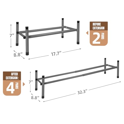 STORAGE MANIAC Expandable Shoe Rack, 4 Pairs Stackable Small Shoe Rack, Metal Adjustable Shoes Organizer for Closet, Entryway, Hallway, Garage, Front Door, Shoes Shelves, Black 1 Tier - color: Black, size: 1 Tier