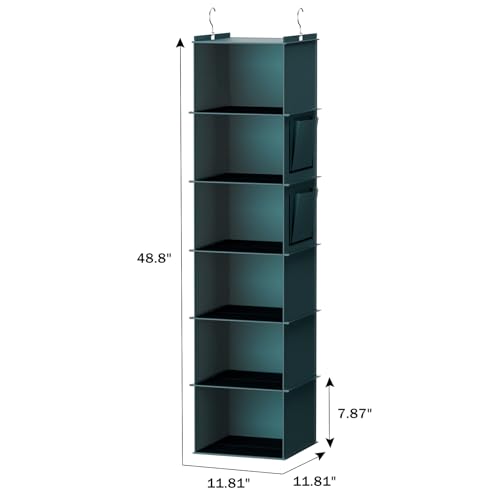 YOUDENOVA Hanging Closet Organizer, 6-Shelf Closet Hanging Storage Shelves, Green - color: Green