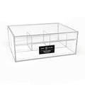 Isaac Jacobs 4-Compartment Clear Acrylic Organizer with Lid (6.7" L x 8.6" W x 3.4" H), Multi-Sectional Tray, Storage Solution for Makeup, School & Office Supplies (3 Small, 1 Large) - size: 3 Small, 1 Large