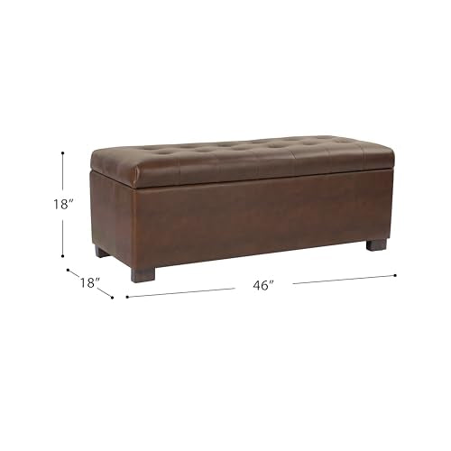 HomePop Large Tufted Storage Bench - Antique Brown - color: Antique Brown