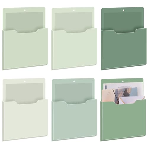 Fuutreo 6 Pcs Magnetic Wall File Organizer Magnetic Wall File Holder Refrigerator Magazine Holder for Mail Letters Paper(Sage Green,Vertical-large) - color: Sage Green, size: Vertical-Large