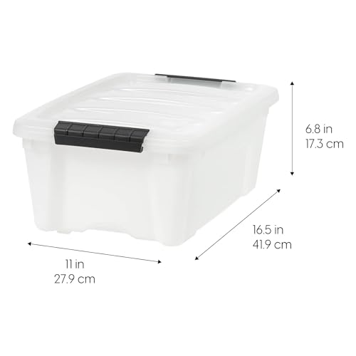 IRIS USA 13 QT Plastic Storage Box with Lid and Latches - 6 Pack - BPA-Free, Discreet Organizing Solution, Durable Nestable Stackable Containers, Secure Pull Handle - Pearl - size: 13 Qt, style: 6 Pack