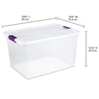 Sterilite 6 Pack 66 Quart ClearView Latch Box, Stackable Organizer Bins with Latching Lids - Clear Plastic Organization Containers for Closet, Bedroom, Shelving Units and Everyday Home Storage - size: 6 Pack, style: 66 Quart