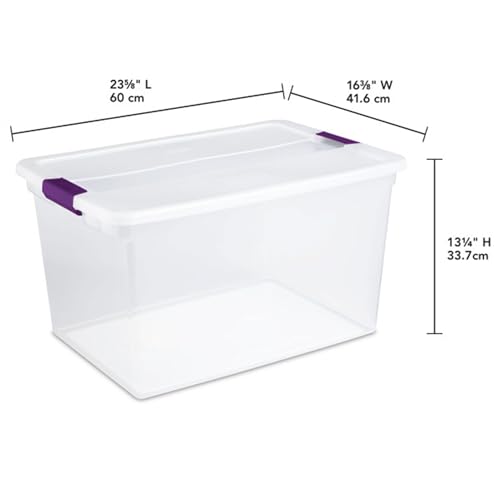 Sterilite 6 Pack 66 Quart ClearView Latch Box, Stackable Organizer Bins with Latching Lids - Clear Plastic Organization Containers for Closet, Bedroom, Shelving Units and Everyday Home Storage - size: 6 Pack, style: 66 Quart
