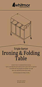 Whitmor 3 Section Rolling Laundry Sorter with Folding Station - Ironing Board, Chrome / Gray - size: 3 Section lroning Board，Grey