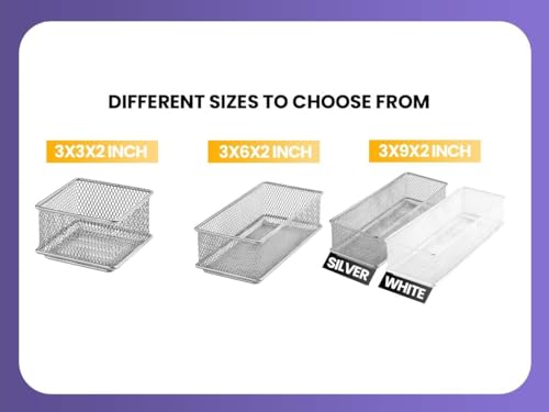 YBM HOME Silver Mesh Drawer Cabinet and or Shelf Organizer Bins, School Supply Holder Office Desktop Organizer Basket (2, 6x9x2 Inch) - size: 6x9x2 Inch