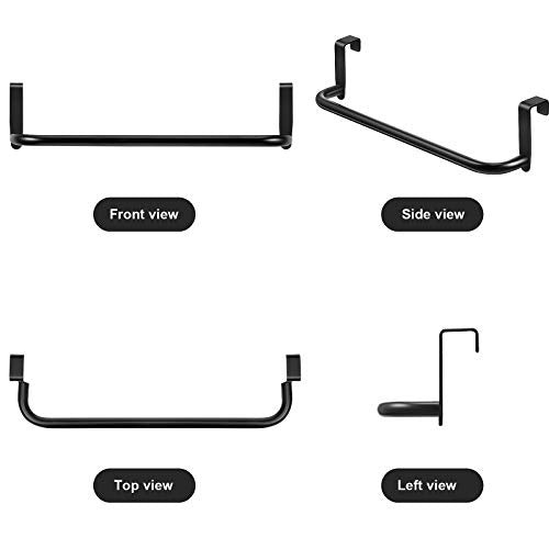 2 Pieces Metal Towel Bar Kitchen Cabinet Steel Towel Rack Bar for Hanging on Inside or Outside of Doors, Home Kitchen Bathroom(Black) - color: Black