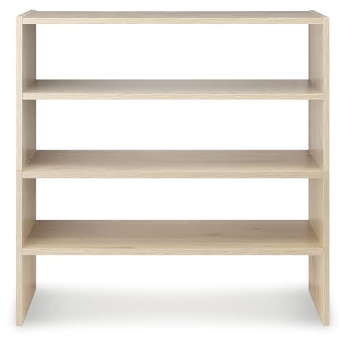 Whitmor Stackable 31" Extra Wide 2-Shelf Storage Organizer, Light Brown，2 Pack - color: Light Brown, size: 31 INCH X2