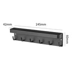 Keys Holder On Wall Adhesive Key Rack with Mail Organizer Wall Mount Key Hanger with 6 Hooks for Entryway Door Hallway and Office (Matte Black)