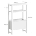 Narrow Side Table, Slim End Table with Magazine Rack, Bedside Table for Small Spaces, 3 Tier Sofa Couch Table Nightstand for Living Room, Bedroom, White LET503W - color: White