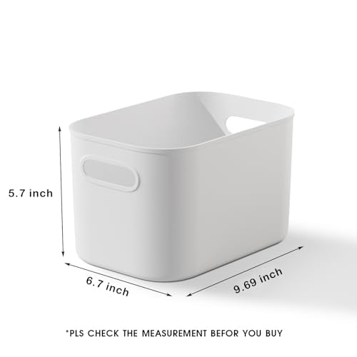 ORGIDOL 12 Pack White Plastic Storage Bins, Storage Container for Organizing, Storage Boxes with Handle for Shelves, Cute Organizer Bins for Craft, Snacks, Pantry, Cabinet, 9.69x6.7x5.7 inch - color: White, size: 12Pack