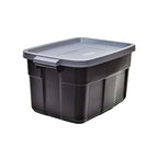 Rubbermaid Heavy Duty Black Storage Bins Plastic Totes with Lids for Storage, Stackable, Large Capacity, Durable, Multipurpose, 14 GAL, 6 Pack (14 GAL - 6 Pack Solid Black and Grey) - size: 14 Gal - 6 Pack