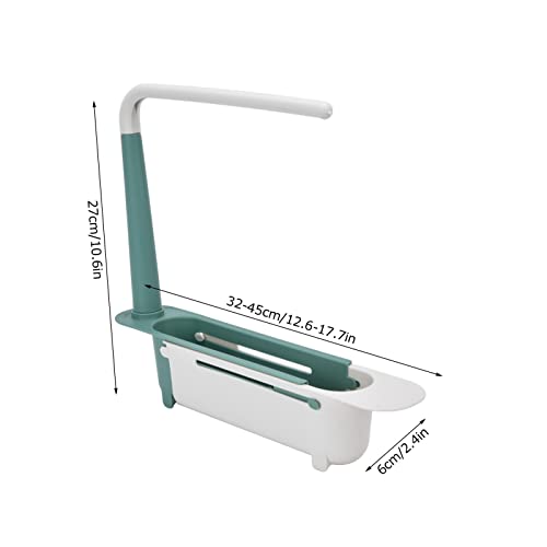 Zerodis Telescopic Sink Storage Rack, Telescopic 2in1 Sink Expandable Storage Drain Basket Towel Rack Under Sink Organizers Telescopic Sponge Soap Holder for Kitchen Sink (Green) - color: Green