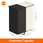 Lifewit Double Laundry Hamper with Lid and Removable Laundry Bags, Large Collapsible 2 Dividers Dirty Clothes Basket with Handles for Bedroom Laundry Room Closet Bathroom College, 155L White&Black - color: White&black, size: 155L