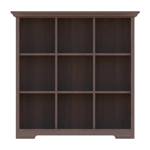 OSCHF Cube Shelf Bookcase with Base - Wooden 3 Tiers Floor Standing Low Storage Cabinet for Home and Office, 9-Cube Lattice Bookshelf, Walnut - color: Walnut, size: 9-Cube