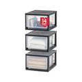 IRIS USA 14.5 Qt. Plastic Drawer Storage Organizer Stacking Drawers, 3-Pack, Stackable Unit with Sliding Drawer for Clothes Bedroom Kitchen Under Sink Pantry Craft Room Bathroom Dorm Office, Black - size: 14 Qt - 3 Pack