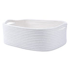 Woven Cotton Rope Storage Basket, Cube Changing Table Organizer for Closet Towels, Baby Nursery Bin, Small Dog Cat Toy Box, Gift Baskets empty (White) - color: White
