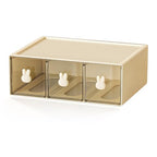 Desktop Storage Drawers, Plastic Desk Organizer with 3 Drawers, Modular Stackable Toolbox Units for Office Stationary, Makeup Container, Bathroom Countertop (1 Tall Layer, Cream & Clear) - color: 1 Tall Layer & 3 Drawers, Cream & Clear