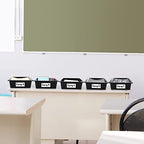Qunclay 10 Pcs Flat Storage Tray Organizer Bin Letter Size Paper Trays for Classroom Art Activity Plastic Stackable File Paper Organizer for School Office Teacher Book Organization, Black