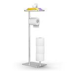 Day Moon™ - Toilet Paper Holder - Modern Roll Holder for Bathroom - 1 Pack - Free Standing - with Shelf, Brushed Nickel - color: Brushed Nickel, size: Free Standing 1 Pack
