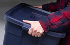 Rubbermaid Roughneck Tote 25 Gal, 4 Pack, Made in USA, Dark Indigo Metallic, Rugged Plastic Stackable Storage Bins with Lids and Handles - size: 25 Gal - 4 Pack