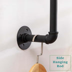 Homeyeeng Clothes Rack, Industrial Wall Pipe Clothing Rack for Hanging Clothes, Wall Mounted Heavy Duty Space Saving Garment Rack, Multi-Purpose Clothing Hanging Rods for Closet Storage, Black, 2Pcs