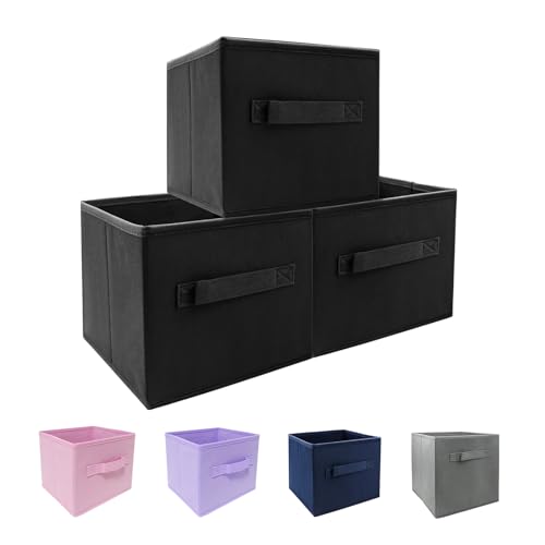 EBIGIC Kids Storage Bins 9.0"x7.5"x7.5" Small Size Fabirc Foldable Closet Toy Organizer Collapsible Cloth Black - color: Black 3Pack, size: 9”x 7.5”x 7.5”