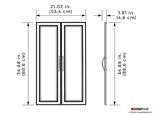 ClosetMaid Modular Storage Pair Set, 2 Glass Pane Doors, Wood Closet Organizer Shaker Style, Add On Accessory for Shelf Units, White, 34.88" H x 21.02" W x 1.81" D - color: White