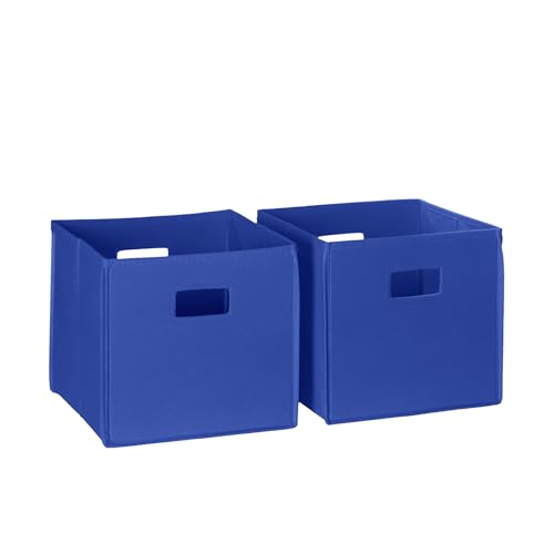 RiverRidge Folding Storage Bins with Handles Blue Cube Storage Organizer for Closet, Bedroom & Playroom - Closet Organizers and Storage Set of 2 - color: 2 Blue 10in H Bins