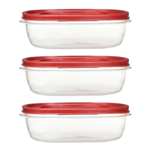 Rubber maid Food Storage Containers Nine Cup Food Storage Containers 7 Peice Set, Easy Find Lids, 3 Containers, 3 Lids Chalk Pen And Chalk Labels - color: Red, size: 9 Cup Pack of 3