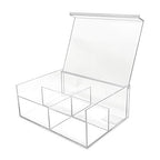 Isaac Jacobs 4-Compartment Clear Acrylic Organizer with Lid (6.7" L x 8.6" W x 3.4" H), Multi-Sectional Tray & Storage Solution for Makeup, School & Office Supplies & More, for Bathroom, Kitchen - size: 4 Medium