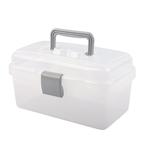 BangQiao Multipurpose Plastic Storage Container Box with Handle and Latch Lock, Clear Gray - color: clear/gray