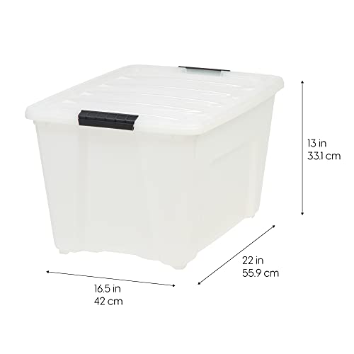 IRIS USA 54 QT Plastic Storage Box with Lid and Latches - 4 Pack - BPA-Free, Discreet Organizing Solution, Durable Nestable Stackable Containers, Secure Pull Handle - Pearl - size: 54 Qt, style: 4 Pack